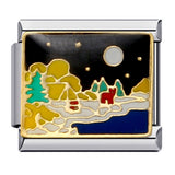 Black Gold Plated Cartoon DIY Italian Modular Bracelet Unique Welded Pattern Stainless Steel Bangle Black Gold Plated Cartoon DIY Italian Modular Bracelet Unique Welded Pattern Stainless Steel Bangle