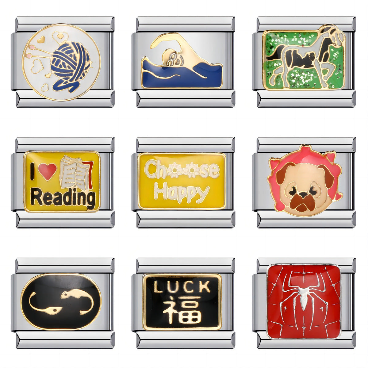 New Titanium Steel Gold Plated Welding Drip Oil DIY Italian Module Bracelet Italian Charm Bracelet New Titanium Steel Gold Plated Welding Drip Oil DIY Italian Module Bracelet Italian Charm Bracelet