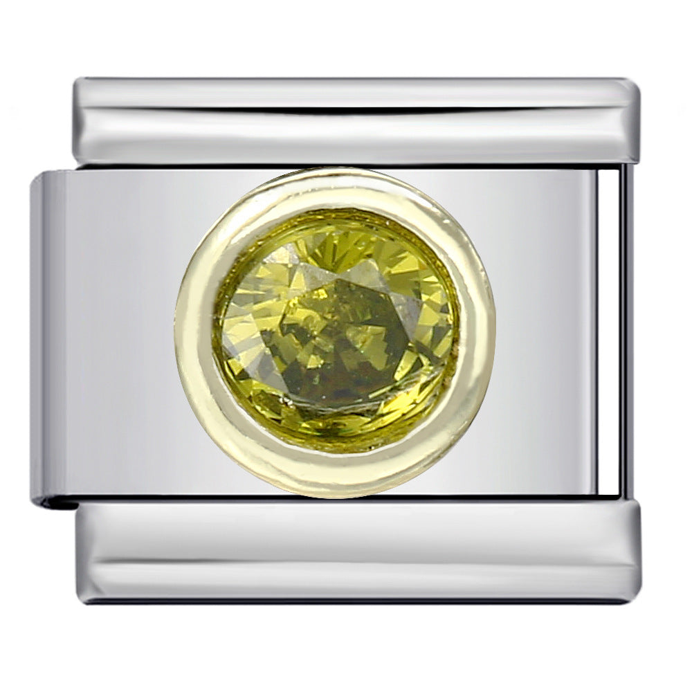 New Gold and Silver Bottom Micro Inlaid Oval Colored Stone Italian Module Bracelet DIY Titanium Steel Welding Oil Dripping Bracelet New Gold and Silver Bottom Micro Inlaid Oval Colored Stone Italian Module Bracelet DIY Titanium Steel Welding Oil Dripping Bracelet