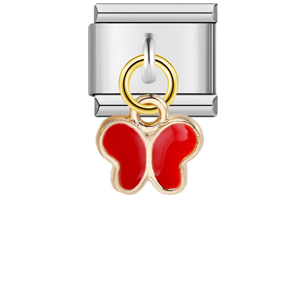 Single Hook Italian Module Bracelet, Square Elastic Splicing Titanium Steel Strap Chain, Italian Charm Single Hook Italian Module Bracelet, Square Elastic Splicing Titanium Steel Strap Chain, Italian Charm