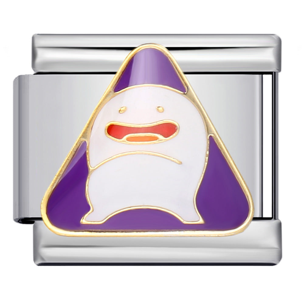 New Stainless Steel Welded Drip Oil Mysterious Purple DIY Italian Modular Bracelet Italian Charm New Stainless Steel Welded Drip Oil Mysterious Purple DIY Italian Modular Bracelet Italian Charm