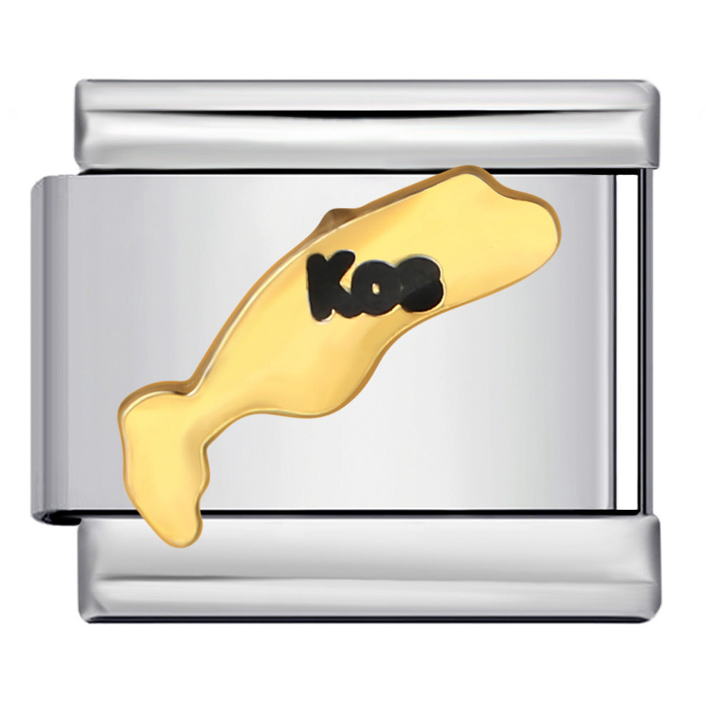 New Personalized English Italian Module Bracelet Titanium Steel Welding Drip Oil DIY Elastic Free Splicing Bracelet New Personalized English Italian Module Bracelet Titanium Steel Welding Drip Oil DIY Elastic Free Splicing Bracelet