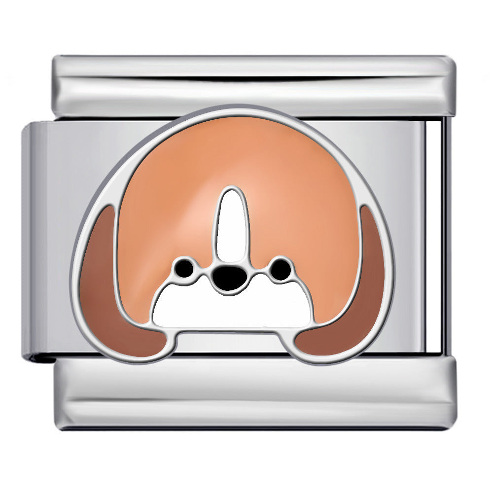 Cute Cartoon Dog Cute Pet Series Titanium Steel Welding Drip Oil DIY Italian Module Bracelet Accessories Cute Cartoon Dog Cute Pet Series Titanium Steel Welding Drip Oil DIY Italian Module Bracelet Accessories