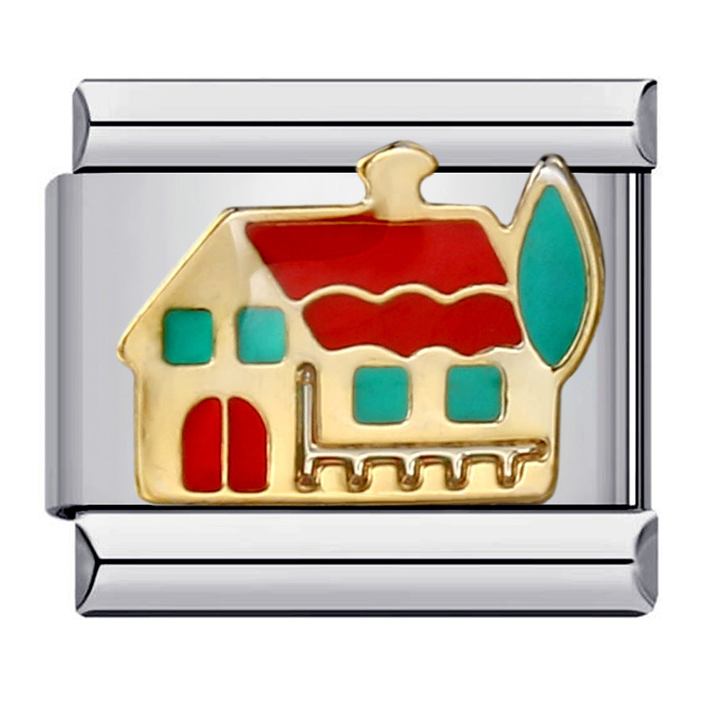 Italian Modular Bracelet Handmade Titanium Steel Welded Drip Oil Fashion DIY Jewelry Italian Modular Bracelet Handmade Titanium Steel Welded Drip Oil Fashion DIY Jewelry