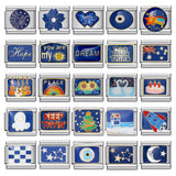 Blue Titanium Steel Welded Pattern Italian Modular Bracelet, Gold-Plated Drip Enamel Free Combination Link Bracelet Blue Titanium Steel Welded Pattern Italian Modular Bracelet, Gold-Plated Drip Enamel Free Combination Link Bracelet