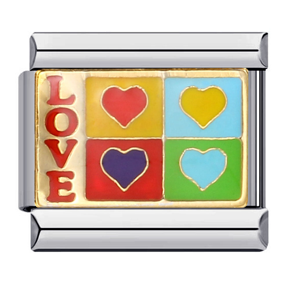 Cross Border Hot Selling Rainbow Love Italian Module Bracelet, Stainless Steel Elastic DIY Bracelet Accessories Wholesale Cross Border Hot Selling Rainbow Love Italian Module Bracelet, Stainless Steel Elastic DIY Bracelet Accessories Wholesale