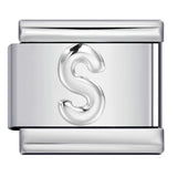 Italian Stainless Steel Silver Raised 26 Letter DIY Module Bracelet with Free Splicing Elastic Watch Strap Italian Stainless Steel Silver Raised 26 Letter DIY Module Bracelet with Free Splicing Elastic Watch Strap