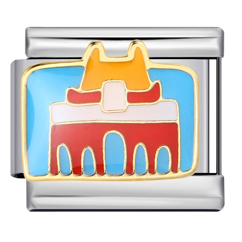 Architectural Logo Italian Module Bracelet DIY Welding Drip Oil Bracelet Elastic Splicing Stainless Steel Strap Chain Architectural Logo Italian Module Bracelet DIY Welding Drip Oil Bracelet Elastic Splicing Stainless Steel Strap Chain