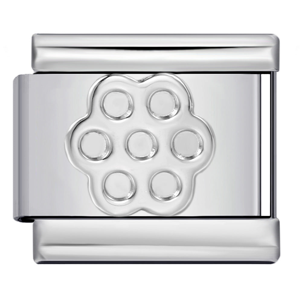 Titanium Steel Convex Silver Stamped DIY Italian Charm Bracelet with Unique Patterns Titanium Steel Convex Silver Stamped DIY Italian Charm Bracelet with Unique Patterns