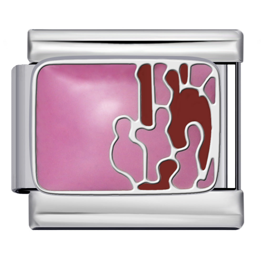 Personalized Pattern Italian Module Bracelet Stainless Steel Welding Drip Oil Cartoon DIY Elastic Splicing Bracelet Personalized Pattern Italian Module Bracelet Stainless Steel Welding Drip Oil Cartoon DIY Elastic Splicing Bracelet