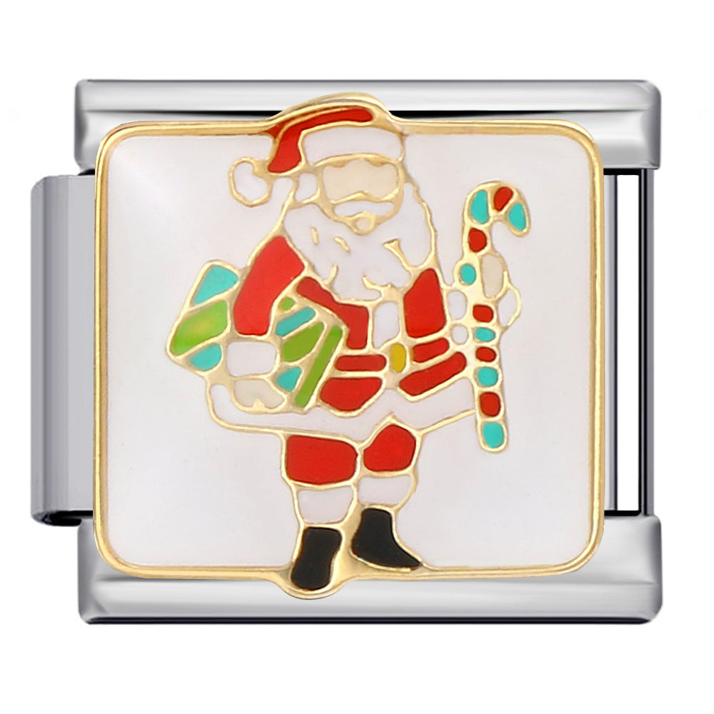 New Christmas Elements Italian Module Bracelet Personalized Welding Drip Oil Titanium Steel Bracelet DIY Strap Chain New Christmas Elements Italian Module Bracelet Personalized Welding Drip Oil Titanium Steel Bracelet DIY Strap Chain