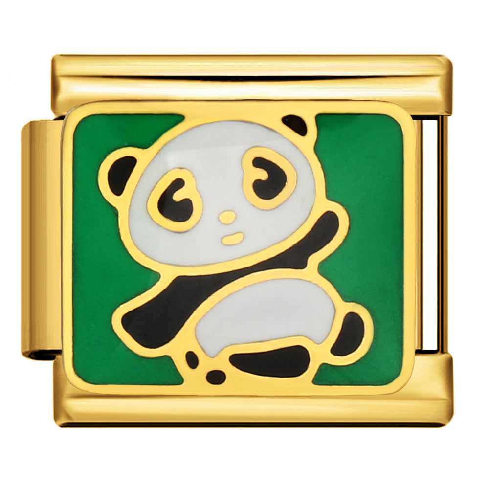 Gold Bottom Italian Module Bracelet Welding Dripping Oil Titanium Steel Bracelet Fashion DIY Italian Bracelet Gold Bottom Italian Module Bracelet Welding Dripping Oil Titanium Steel Bracelet Fashion DIY Italian Bracelet