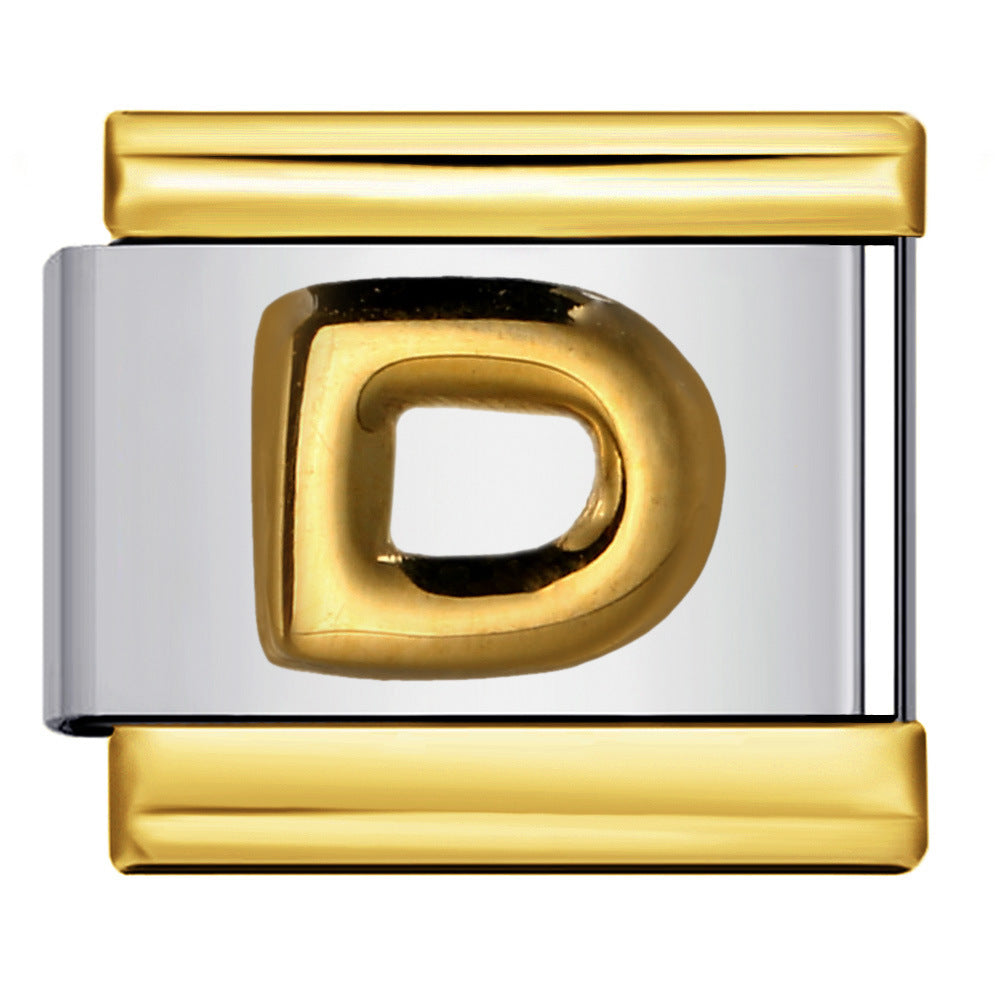 Gold Package Silver Convex Letter Italian Module Bracelet Stainless Steel DIY Elastic Splicing Strap Chain Wholesale Gold Package Silver Convex Letter Italian Module Bracelet Stainless Steel DIY Elastic Splicing Strap Chain Wholesale