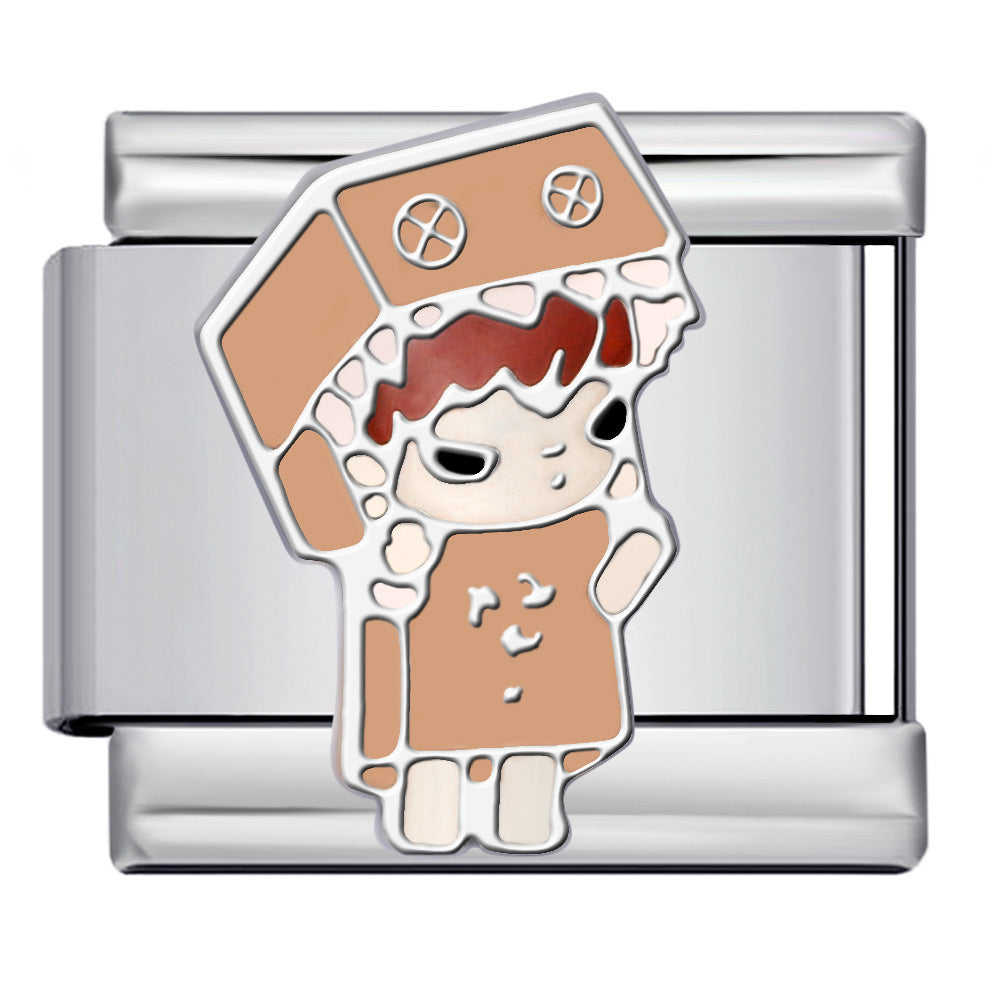 Cartoon Character Italian Module Bracelet Stainless Steel Welding Pattern DIY Elastic Splicing Versatile Bracelet Cartoon Character Italian Module Bracelet Stainless Steel Welding Pattern DIY Elastic Splicing Versatile Bracelet