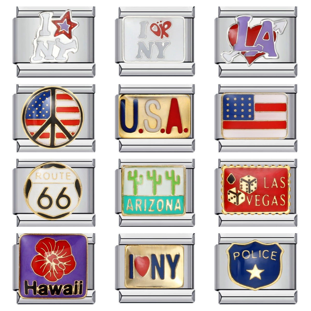 American Cultural Elements Italian Modular Bracelet Titanium Steel Welded Drip Oil Bracelet American Cultural Elements Italian Modular Bracelet Titanium Steel Welded Drip Oil Bracelet