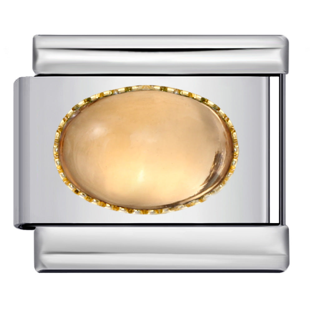 New Gold and Silver Bottom Micro Inlaid Oval Colored Stone Italian Module Bracelet DIY Titanium Steel Welding Oil Dripping Bracelet New Gold and Silver Bottom Micro Inlaid Oval Colored Stone Italian Module Bracelet DIY Titanium Steel Welding Oil Dripping Bracelet