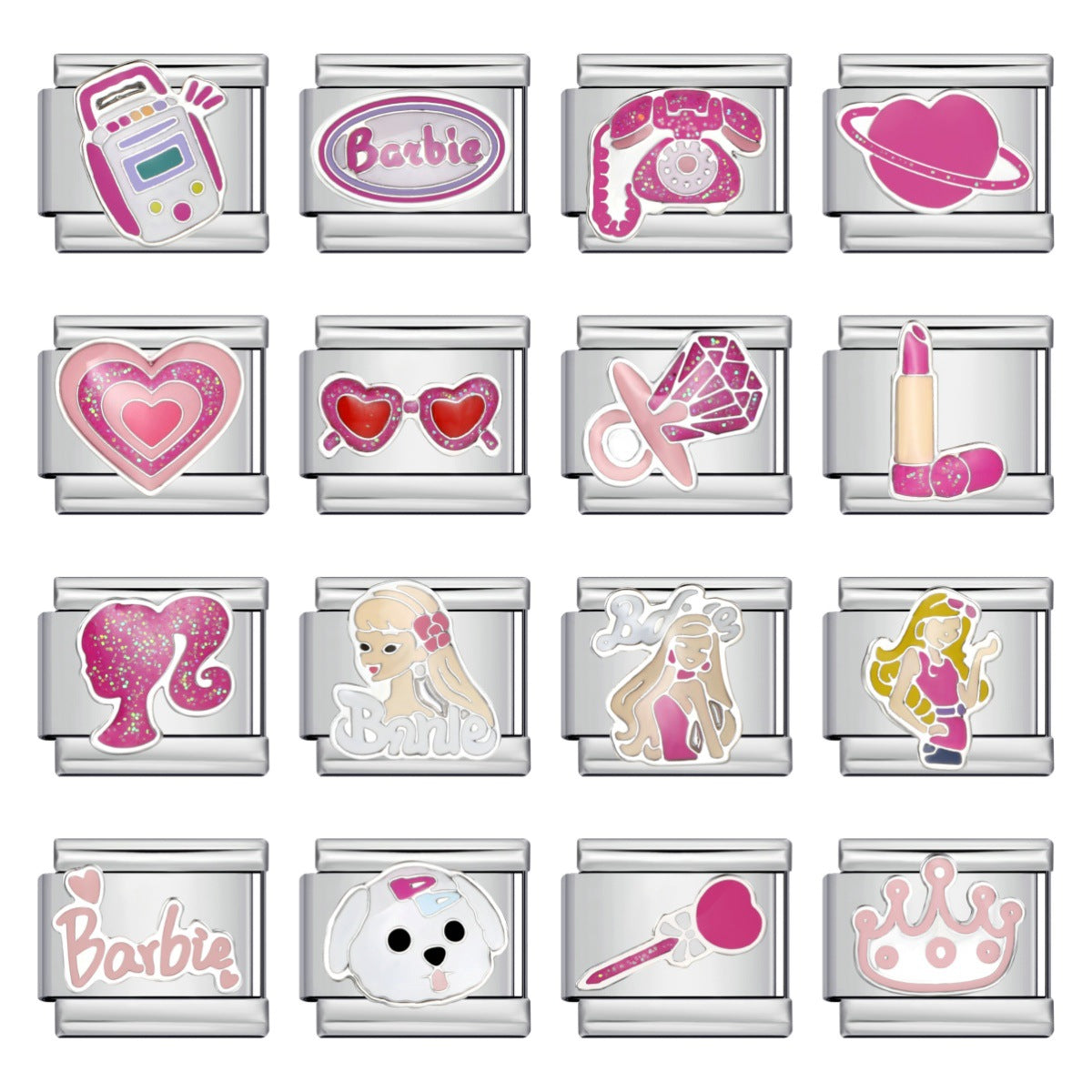 Romantic Pink Italian Modular Bracelet Titanium Steel Welding DIY Charm Bracelet Fairy Gift for Girls Romantic Pink Italian Modular Bracelet Titanium Steel Welding DIY Charm Bracelet Fairy Gift for Girls