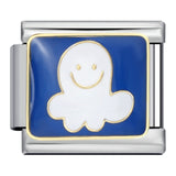 Blue Titanium Steel Welded Pattern Italian Modular Bracelet, Gold-Plated Drip Enamel Free Combination Link Bracelet Blue Titanium Steel Welded Pattern Italian Modular Bracelet, Gold-Plated Drip Enamel Free Combination Link Bracelet