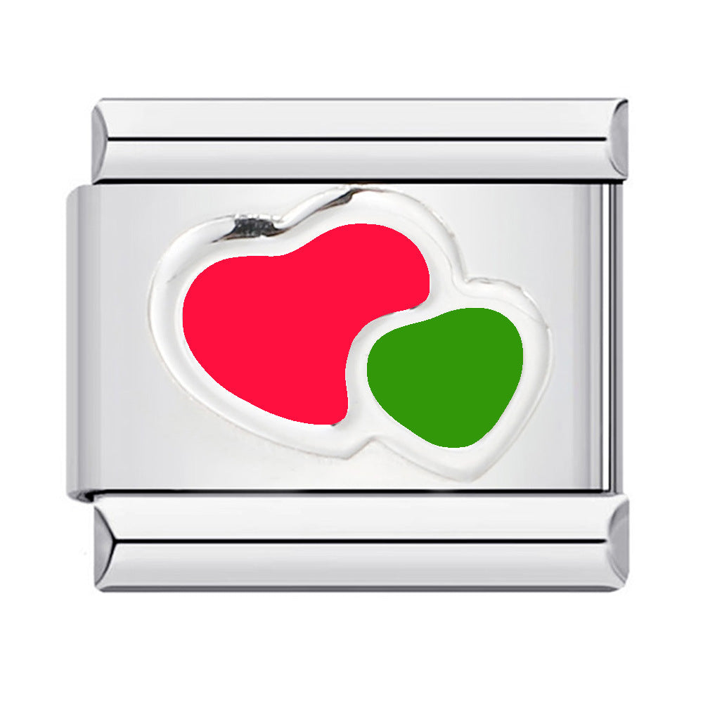 Italian Module Bracelet Color Drip Oil Stamping Pattern DIY Titanium Steel Elastic Splicing Bracelet Accessories Wholesale Italian Module Bracelet Color Drip Oil Stamping Pattern DIY Titanium Steel Elastic Splicing Bracelet Accessories Wholesale