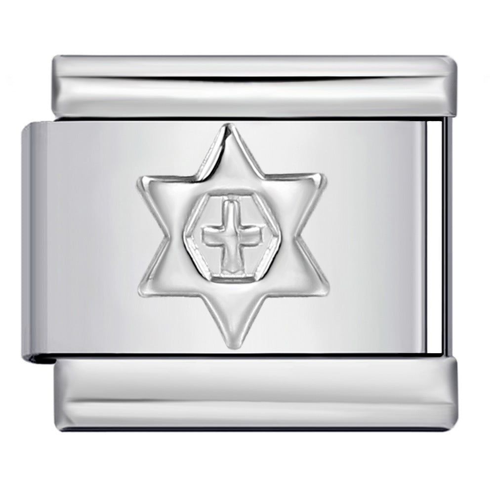 Titanium Steel Convex Silver Stamped DIY Italian Charm Bracelet with Unique Patterns Titanium Steel Convex Silver Stamped DIY Italian Charm Bracelet with Unique Patterns