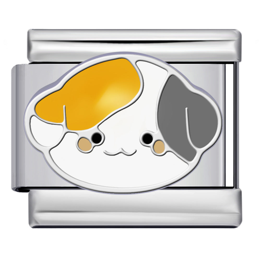 Cute Cartoon Dog Cute Pet Series Titanium Steel Welding Drip Oil DIY Italian Module Bracelet Accessories Cute Cartoon Dog Cute Pet Series Titanium Steel Welding Drip Oil DIY Italian Module Bracelet Accessories