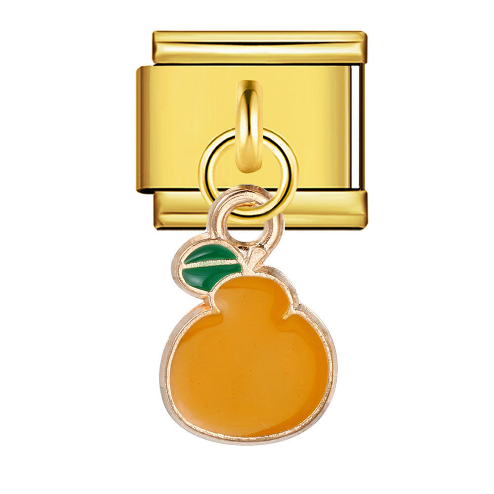 Charm Pendant Hook Style Italian Module Bracelet Titanium Steel Drip Oil Pattern DIY Bracelet Gift for Girls Charm Pendant Hook Style Italian Module Bracelet Titanium Steel Drip Oil Pattern DIY Bracelet Gift for Girls