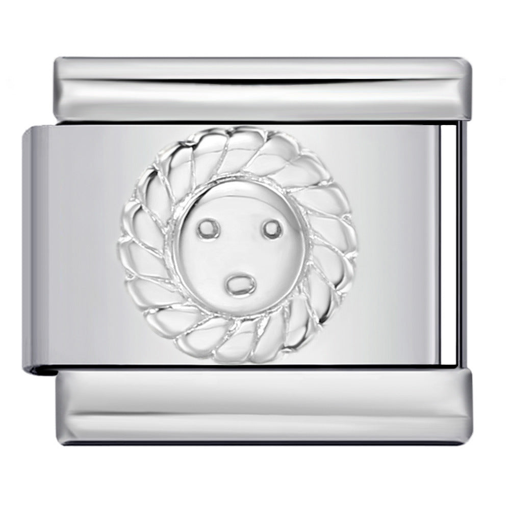 Titanium Steel Convex Silver Stamped DIY Italian Charm Bracelet with Unique Patterns Titanium Steel Convex Silver Stamped DIY Italian Charm Bracelet with Unique Patterns