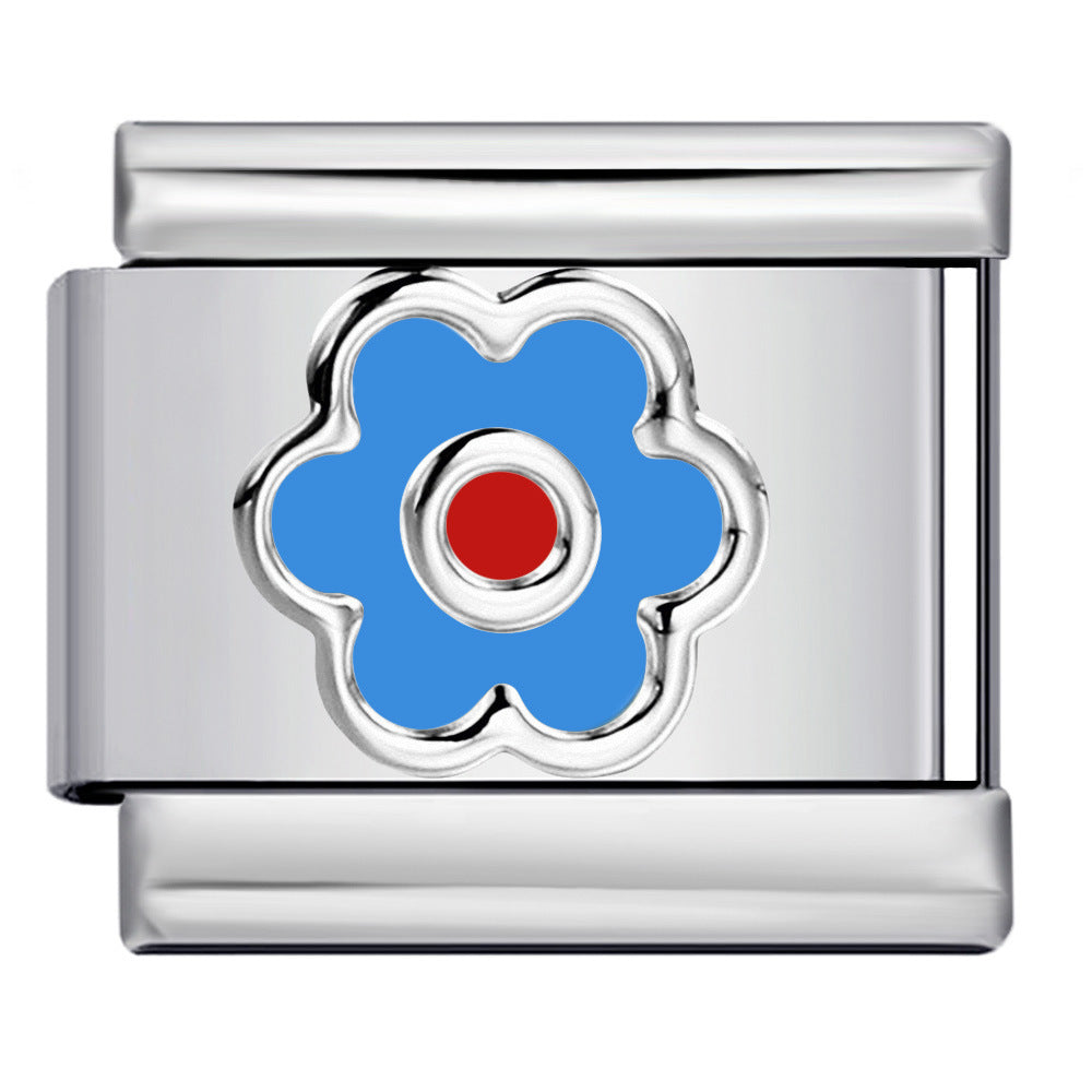 Gold and Silver Stamping Pattern Italian Module Bracelet Titanium Steel Drip Oil DIY Splicing Bracelet Wholesale Gold and Silver Stamping Pattern Italian Module Bracelet Titanium Steel Drip Oil DIY Splicing Bracelet Wholesale