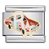 Hot Selling Fire Truck Train Italian Modular Bracelet DIY Titanium Steel Welding Gold Plated Drip Oil Bangle Hot Selling Fire Truck Train Italian Modular Bracelet DIY Titanium Steel Welding Gold Plated Drip Oil Bangle