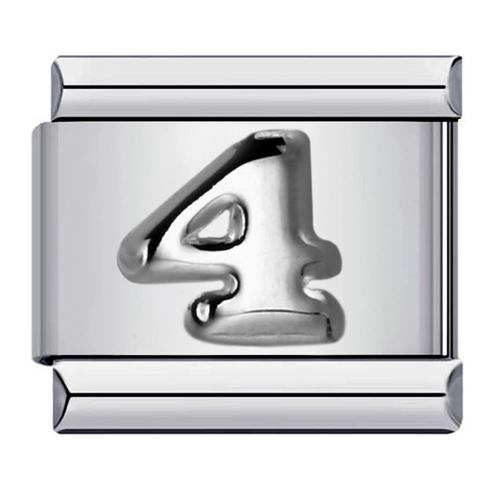 New titanium steel concave convex Arabic numerals DIY Italian module bracelet Italian Module New titanium steel concave convex Arabic numerals DIY Italian module bracelet Italian Module