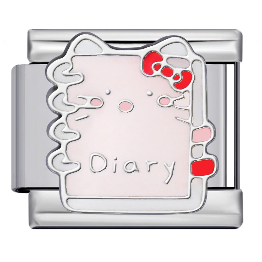 Cute Cartoon Cat Titanium Steel Welded Drip Bracelet DIY Italian Modular Charm Friendship Gift for Besties Cute Cartoon Cat Titanium Steel Welded Drip Bracelet DIY Italian Modular Charm Friendship Gift for Besties