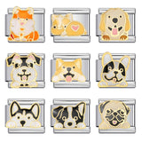 Cute Husky Corgi Shepherd Dog Pet Dog Series Titanium Steel Welded Gold Plated Oil Dripping Italian Module Bracelet Cute Husky Corgi Shepherd Dog Pet Dog Series Titanium Steel Welded Gold Plated Oil Dripping Italian Module Bracelet