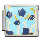 Student Graduation Pattern Italian Module Bracelet DIY Titanium Steel Welded Oil-Drip Elastic Splice Watch Strap Chain Student Graduation Pattern Italian Module Bracelet DIY Titanium Steel Welded Oil-Drip Elastic Splice Watch Strap Chain