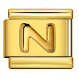 Golden Convex Letter Series Italian Module Bracelet Titanium Steel Stamping DIY Elastic Splicing Bracelet Accessories Golden Convex Letter Series Italian Module Bracelet Titanium Steel Stamping DIY Elastic Splicing Bracelet Accessories