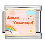 Stainless Steel Welded Gold-Plated Drip Oil DIY Personalized English Elastic Patchwork Bracelet - Italian Module Wholesale Stainless Steel Welded Gold-Plated Drip Oil DIY Personalized English Elastic Patchwork Bracelet - Italian Module Wholesale