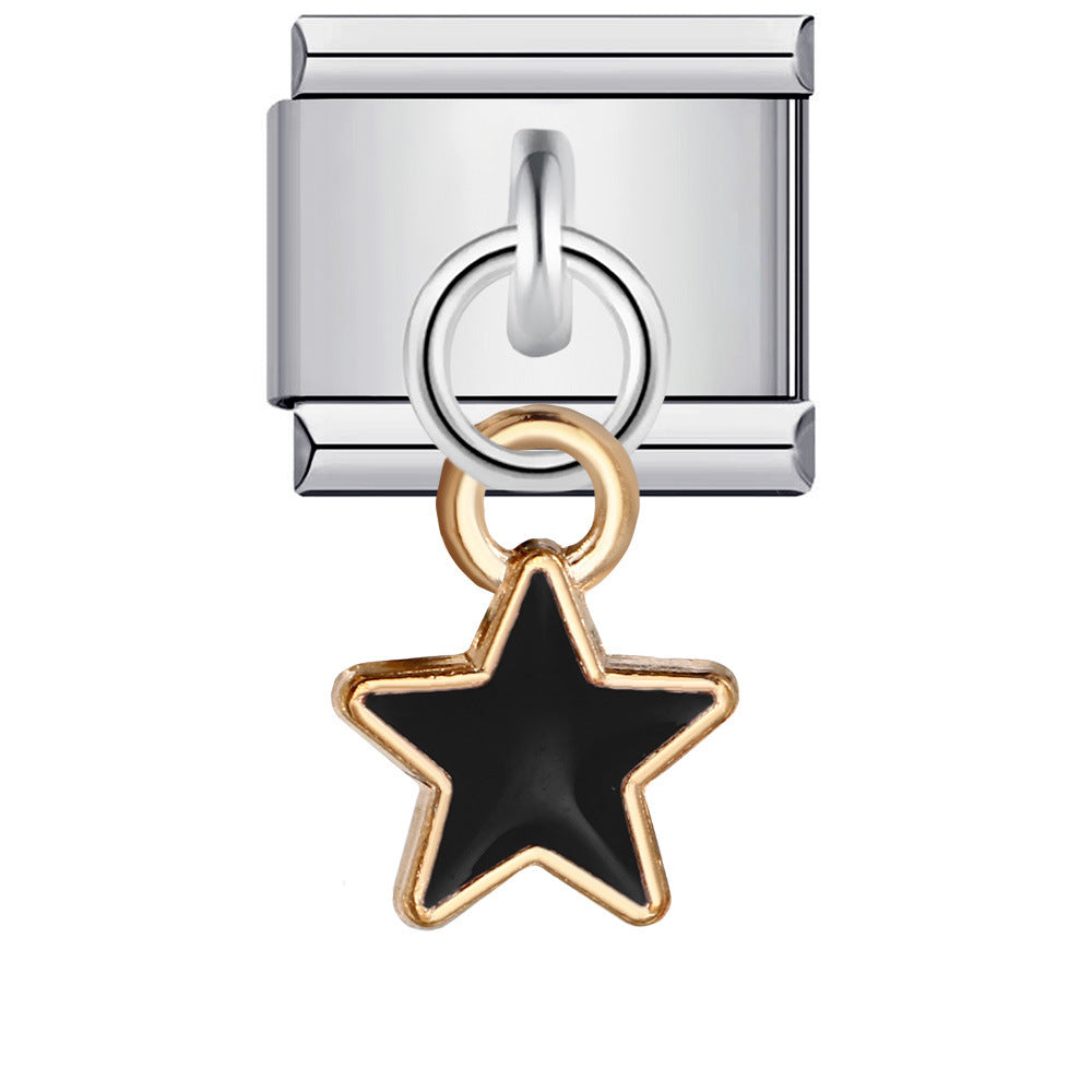 Round Pendant with Gold and Silver Base, Italian Module Bracelet, Titanium Steel Drip Oil Hook, Fashionable DIY Versatile Bracelet Round Pendant with Gold and Silver Base, Italian Module Bracelet, Titanium Steel Drip Oil Hook, Fashionable DIY Versatile Bracelet