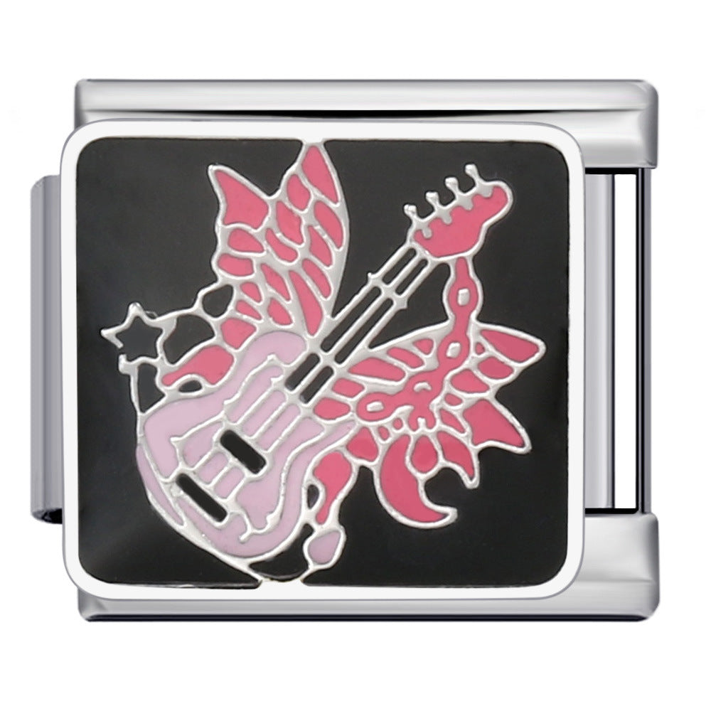 European and American Cross-border Italian Module Bracelet DIY Titanium Steel Welding Pattern Gold-plated Drip Oil Bracelet Accessories Wholesale European and American Cross-border Italian Module Bracelet DIY Titanium Steel Welding Pattern Gold-plated Drip Oil Bracelet Accessories Wholesale