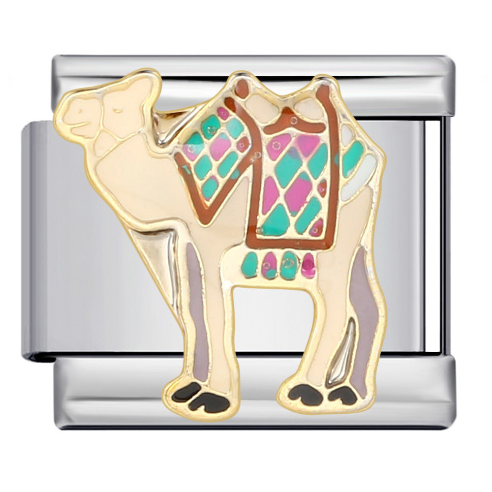 Cross Border Cartoon Animal Series Titanium Steel Welding Drip Oil DIY Bracelet Italian Module Bracelet Accessories Wholesale Cross Border Cartoon Animal Series Titanium Steel Welding Drip Oil DIY Bracelet Italian Module Bracelet Accessories Wholesale