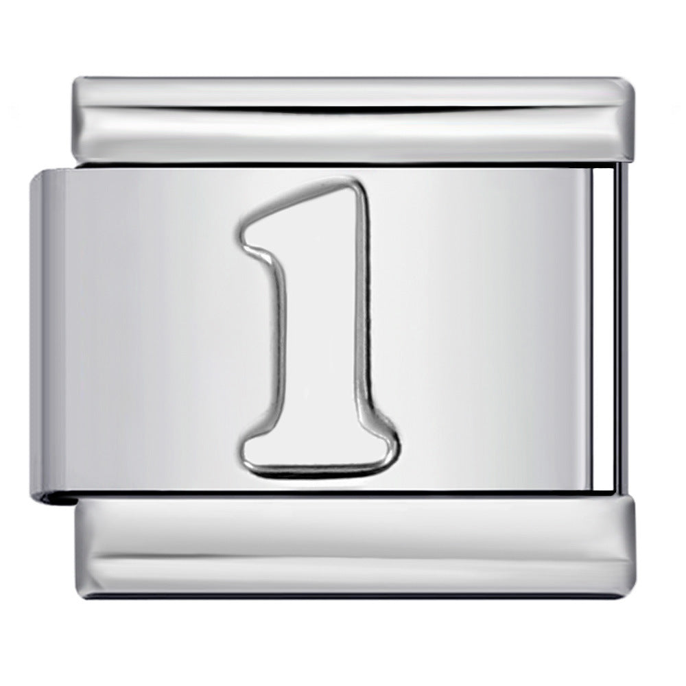 New titanium steel concave convex Arabic numerals DIY Italian module bracelet Italian Module New titanium steel concave convex Arabic numerals DIY Italian module bracelet Italian Module