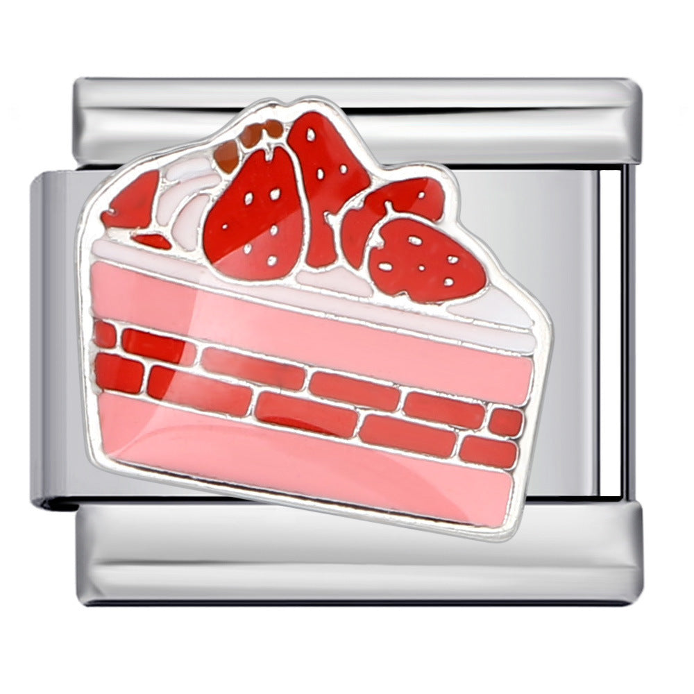 Gourmet Series Italian Module Bracelet Titanium Steel Welding Drip Oil Cartoon Pattern DIY Elastic Splicing Bracelet Gourmet Series Italian Module Bracelet Titanium Steel Welding Drip Oil Cartoon Pattern DIY Elastic Splicing Bracelet