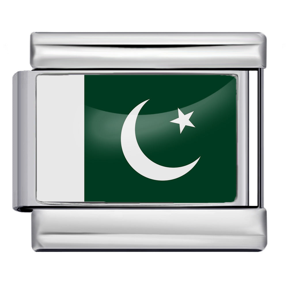 Hot Selling New World Flag Photo Dropper Series Titanium Steel DIY Italian Module Bracelet Accessories Wholesale Hot Selling New World Flag Photo Dropper Series Titanium Steel DIY Italian Module Bracelet Accessories Wholesale