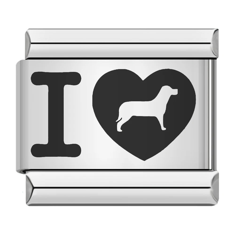 Cross Border Hot Selling Laser Engraving Heart-shaped Series Titanium Steel Handmade DIY Italian Module Bracelet Wholesale Cross Border Hot Selling Laser Engraving Heart-shaped Series Titanium Steel Handmade DIY Italian Module Bracelet Wholesale