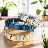 bracelets Pulseras con dijes italianos, cadena básica DIY, brazalete de acero inoxidable, módulos ensamblados versátiles, regalo Ideal, Universal, 9mm, envío directo