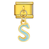 Gold Background, Colorful Oil Dripping Letters, Italian Module Bracelet, Titanium Steel Welded Hook, Fashionable and Simple Wristband Accessory