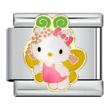 Wholesale DIY Titanium Steel Welded Enamel Drop Charms Italian Link Bracelet Straps with Cute Cartoon Patterns