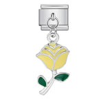 Italian Charm Module Bracelet Single Flower Handmade Pendant Titanium Steel Strap Chain