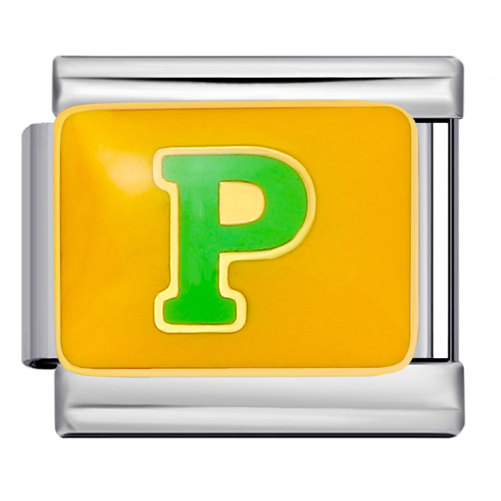 New Color Drip Oil Letter Italian Module Bracelet Titanium Steel Welding DIY Elastic Splicing Fashion Bracelet