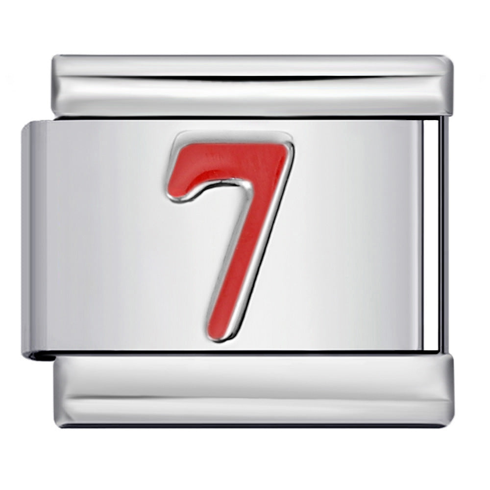 New Titanium Steel Concave Color Arabic Numeral Series Italian Module Bracelet DIY Elastic Accessories Wholesale