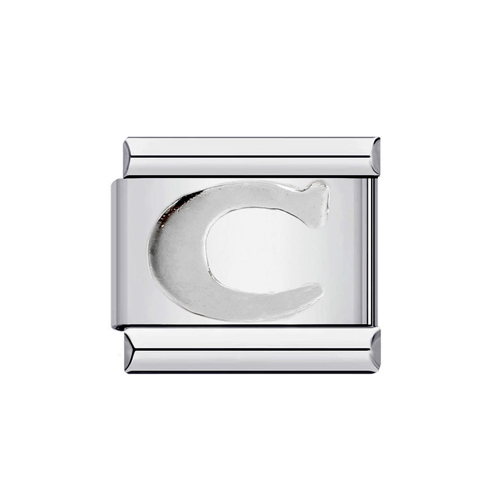 New Titanium Steel Gold Plated DIY Italian Charm Bracelet with Alphabet Letters Customizable Fashion Jewelry