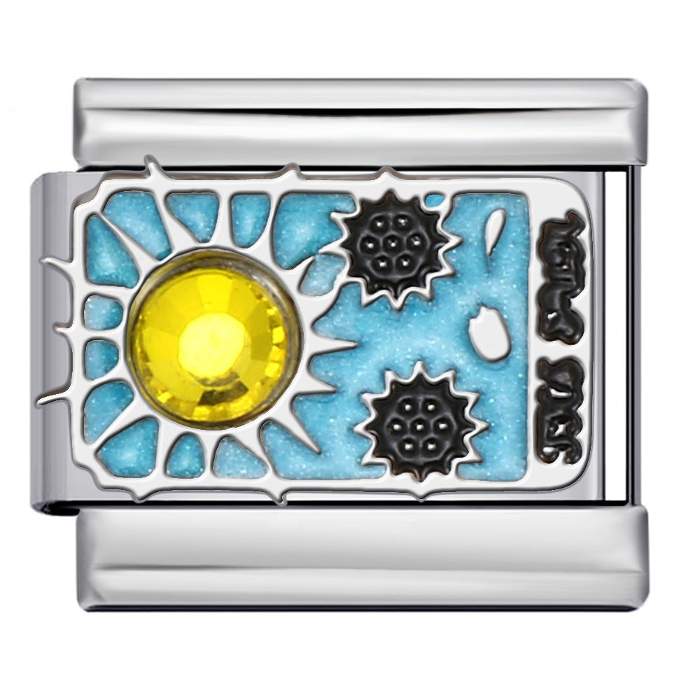 Tarot Series Italian Modular Bracelet DIY Welding Drip Oil Stretch Stainless Steel Chain